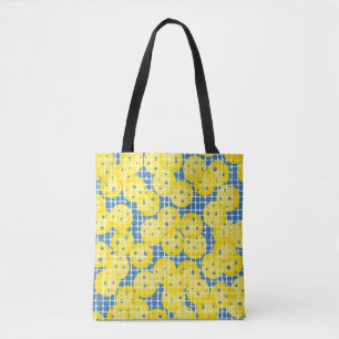 Pickleball is Life - Yellow on Dark Blue Tote Bag