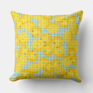 Pickleball is Life - Yellow on Light Blue Cushion