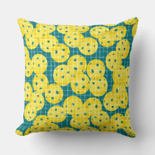 Pickleball is Life - Yellow on Teal Cushion