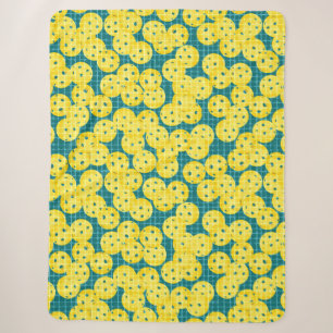 Pickleball is Life - Yellow on Teal Sherpa Blanket