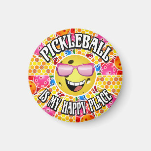 Pickleball is My Happy Place -  Colourful Graphic Magnet