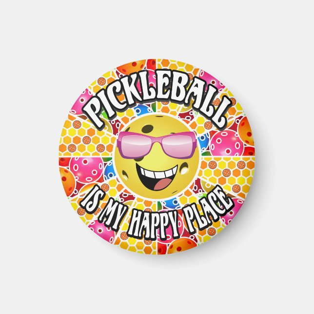 Pickleball is My Happy Place -  Colourful Graphic Magnet (Front)