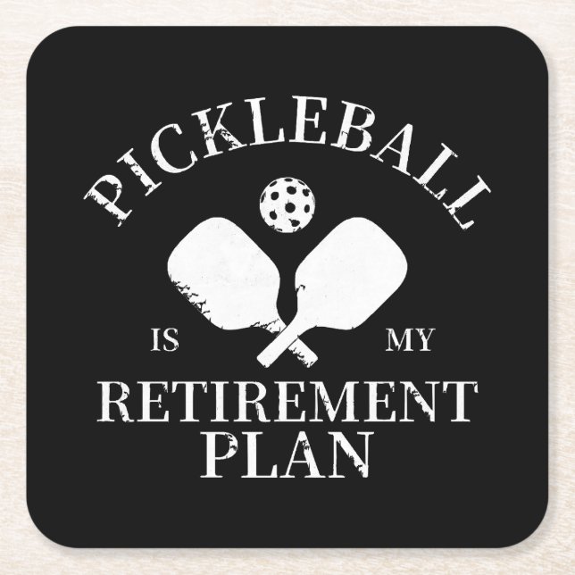 pickleball is my retirement plant square paper coaster (Front)