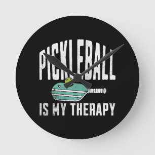 Pickleball Is My Therapy Pickle ball Vintage Round Clock