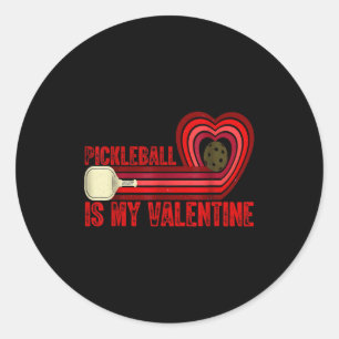 Pickleball is valentine retro heart funny cute lov classic round sticker