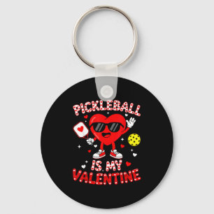 Pickleball is valentines heart women pickle ball key ring