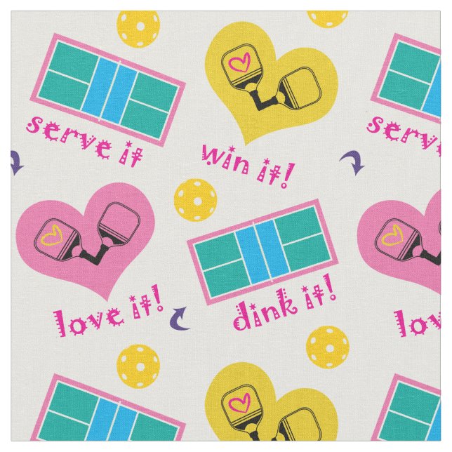 Pickleball it! Custom colour background! Fabric (Close Up)