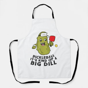 Pickleball It's Kind Of a Big Dill Pickles Pun Pic Apron