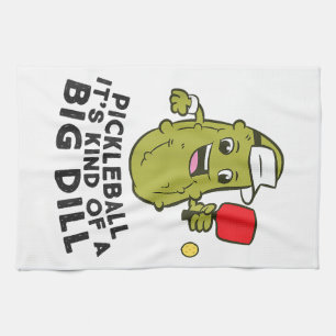Pickleball It's Kind Of a Big Dill Pickles Pun Pic Tea Towel