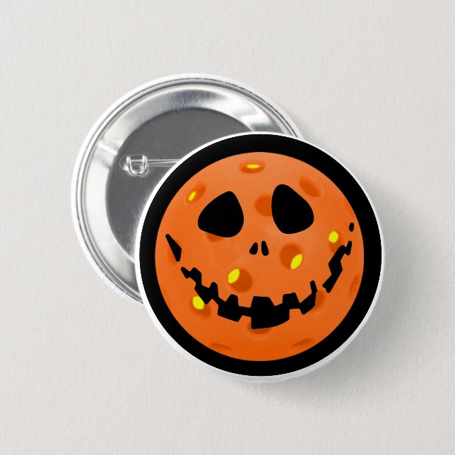 Pickleball Jack-o'-Lantern Skeleton Halloween 6 Cm Round Badge (Front & Back)
