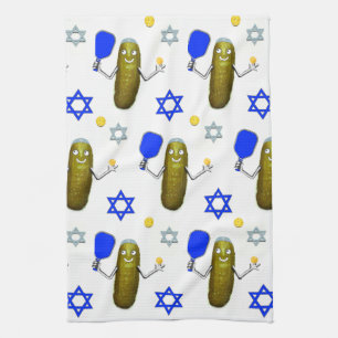 Pickleball Jewish Hanukkah Tea Towel
