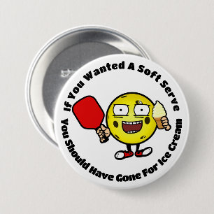 Pickleball Joke About Serving Soft Serve Vanilla 7.5 Cm Round Badge