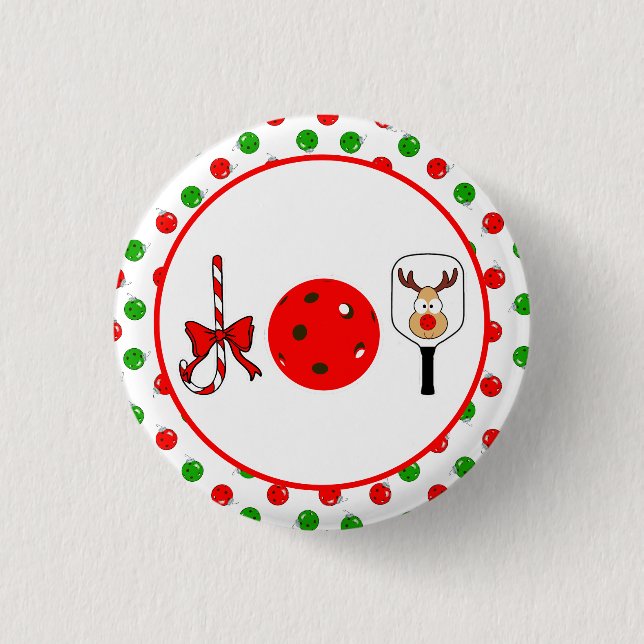 Pickleball Joy Christmas Party Red Green Ornaments 3 Cm Round Badge (Front)