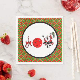 Pickleball Joy Christmas Party Red Green Ornaments Napkin