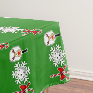 Pickleball Joy Christmas Party Red Green Snowflake Tablecloth
