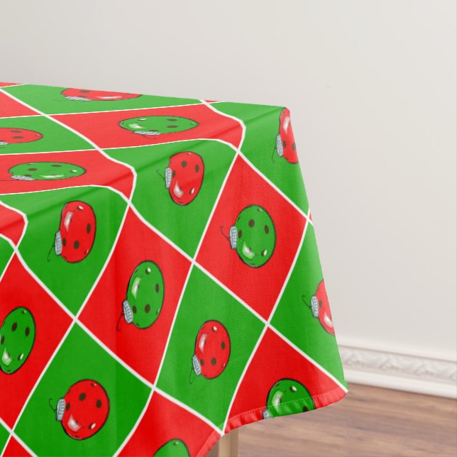 Pickleball Joy Christmas Party Smaller Ornaments Tablecloth (In Situ)