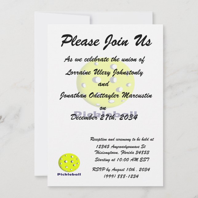 pickleball just ball n text.png invitation (Front)