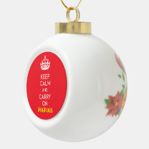 Pickleball Keep calm and carry on Ceramic Ball Christmas Ornament