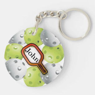 Pickleball Keychain/front/back - with name Key Ring