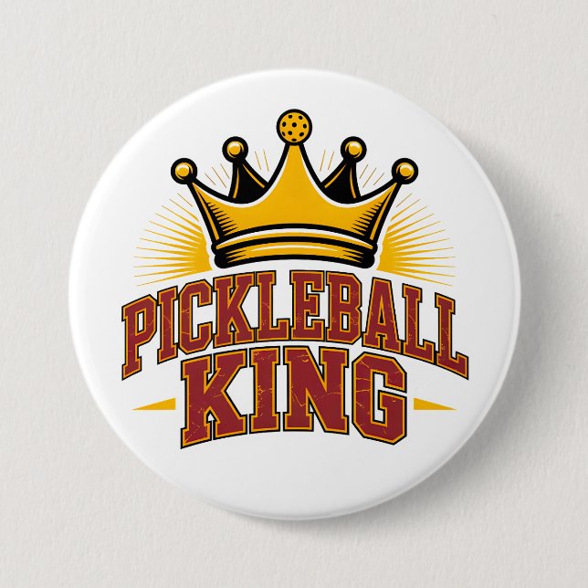 Pickleball King 7.5 Cm Round Badge (Front)