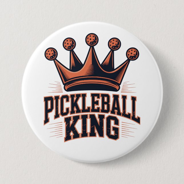 Pickleball King 7.5 Cm Round Badge (Front)