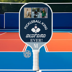 Pickleball King and Best Dad Ever 3 Photo Grid Paddle