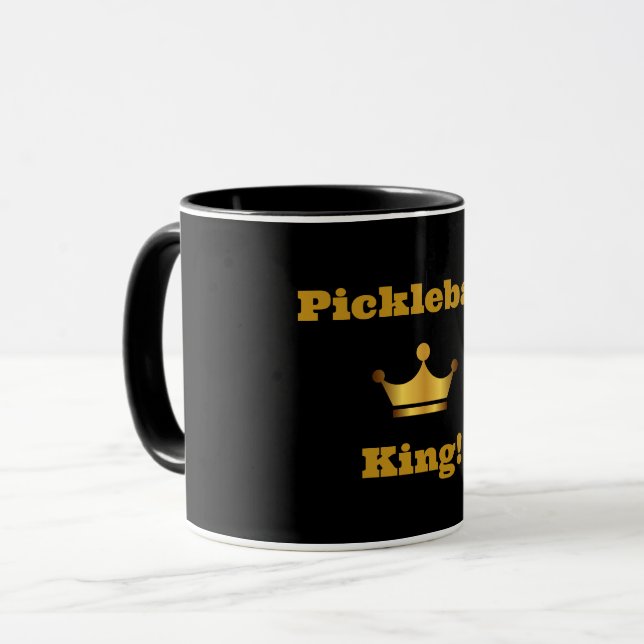 Pickleball King coffee mug - black & gold (Front Left)