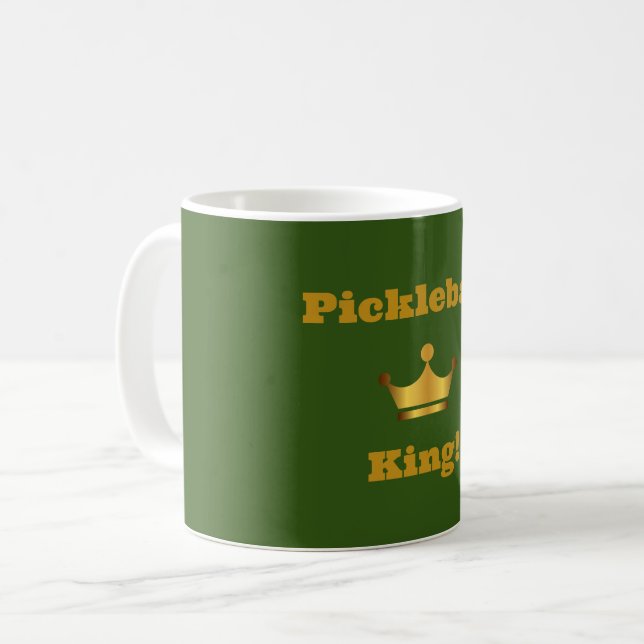 Pickleball King coffee mug - green & gold (Front Left)