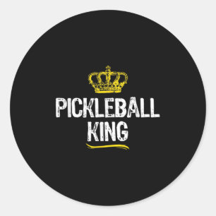 Pickleball King Men Boys Player Funny Cool Classic Round Sticker