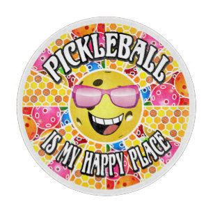 Pickleball Kitchen My Happy Place Funny Cute Cutting Board
