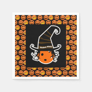 Pickleball Kitchen Witch Cute Pickleball Halloween Napkin