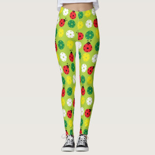 Pickleball ladybugs and picklaballs on fresh green leggings