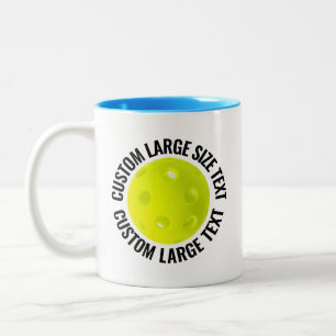 Pickleball & Large Text LIGHT BLUE 11oz Custom Two-Tone Coffee Mug