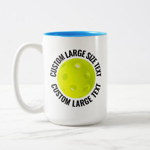 Pickleball & Large Text LIGHT BLUE 15oz Custom Two-Tone Coffee Mug