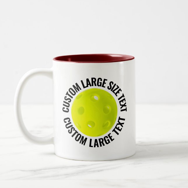 Pickleball & Large Text MAROON 11oz Custom Two-Tone Coffee Mug (Left)