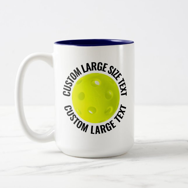 Pickleball & Large Text NAVY BLUE 15oz Custom Two-Tone Coffee Mug (Left)