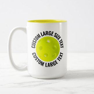 Pickleball & Large Text YELLOW 15oz Custom Two-Tone Coffee Mug