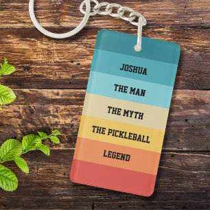  Pickleball Legend Personalised Retro Stripes Key Ring