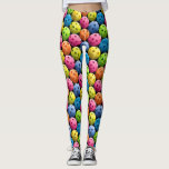 Pickleball Leggings<br><div class="desc">A fun colourful pair of leggings for pickleball lovers. This design has a colourful assortment of pickleballs in colours or fuchsia,  yellow,  blue,  orange and green on a black background. You can change the size of the pickleball pattern if you click the personalise button.</div>
