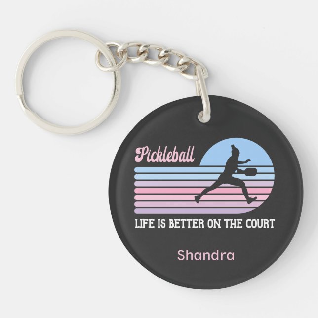 Pickleball Life Is Better On The Court Key Ring (Front)