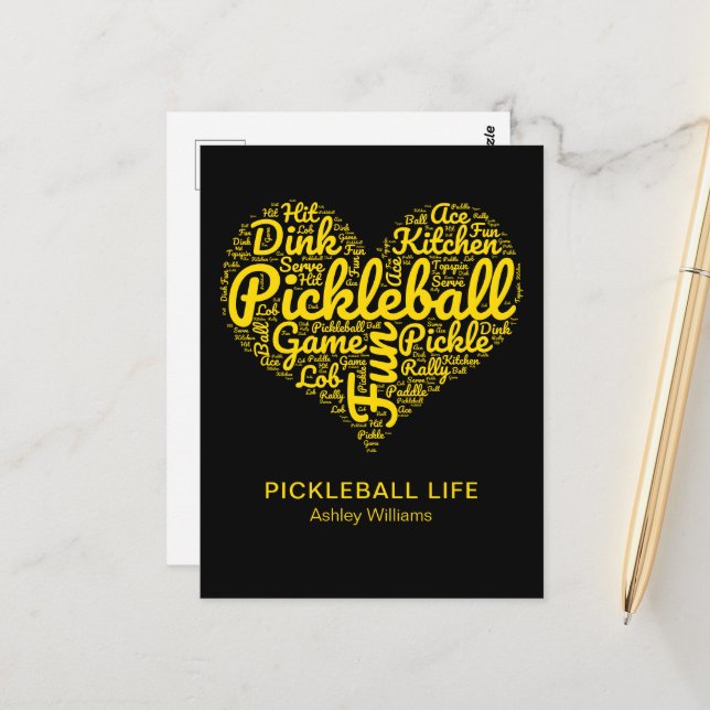 Pickleball Life Word Art Typography Personalised Postcard (Front/Back In Situ)