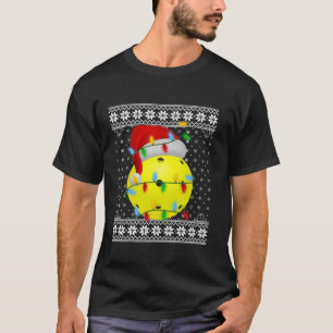 Pickleball Lights Xmas Ugly Santa Pickleball Chris T-Shirt