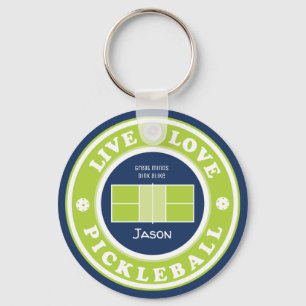 Pickleball: live, love, pickleball, custom text  key ring