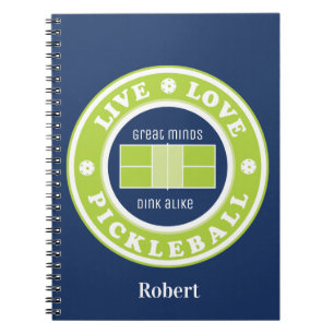 Pickleball: live, love, pickleball, custom text notebook