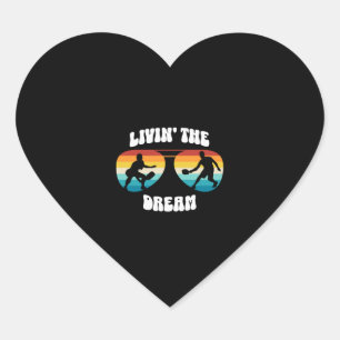 Pickleball Living the Dream Sunset Art Heart Sticker