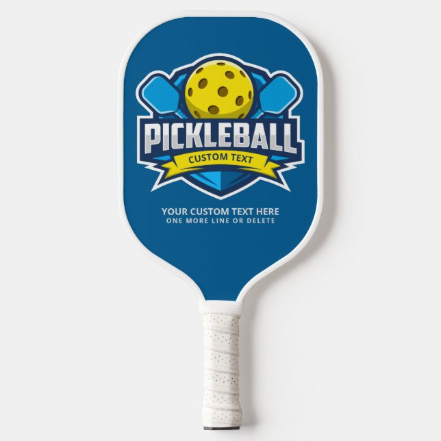 Pickleball Logo Patch 3 Lines Custom Text  Pickleball Paddle (Front)