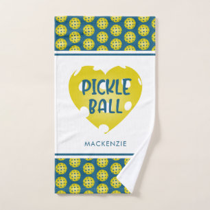 Pickleball Love Heart Custom Colour Personalised Hand Towel
