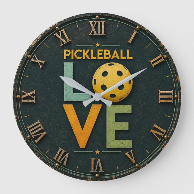 Pickleball Love Paddle Ball  Large Clock (Front)
