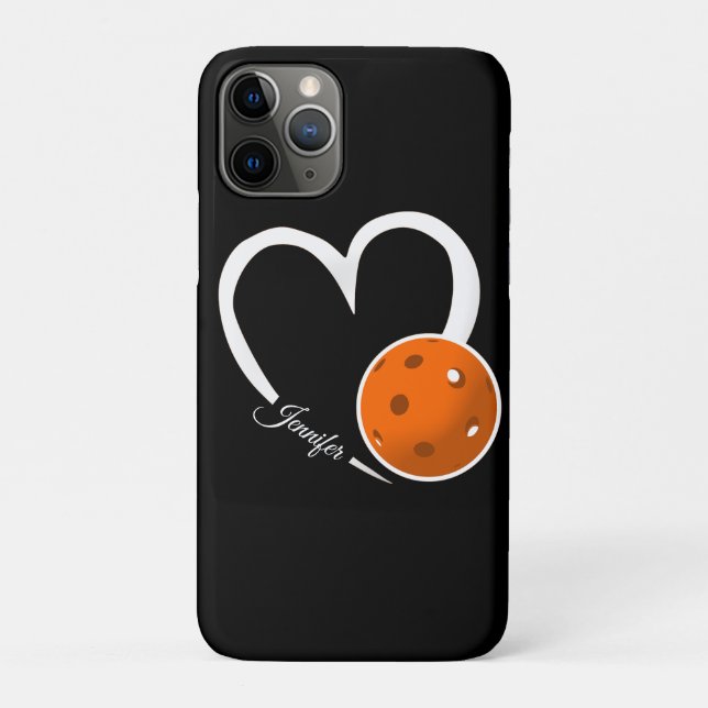 Pickleball Love Personalised White and Orange Ball Case-Mate iPhone Case (Back)