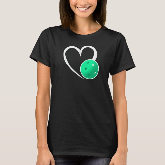 Pickleball Love White Heart Turquoise Pickleball T-Shirt (Front)